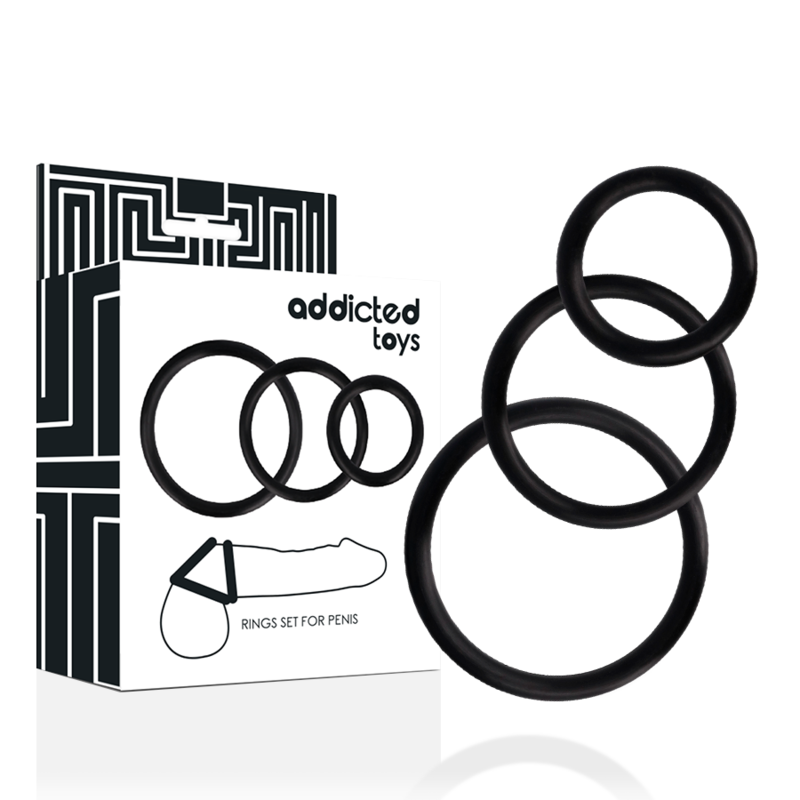 ADDICTED TOYS - ZESTAW PIERSCIENI NA PENISA CZARNY