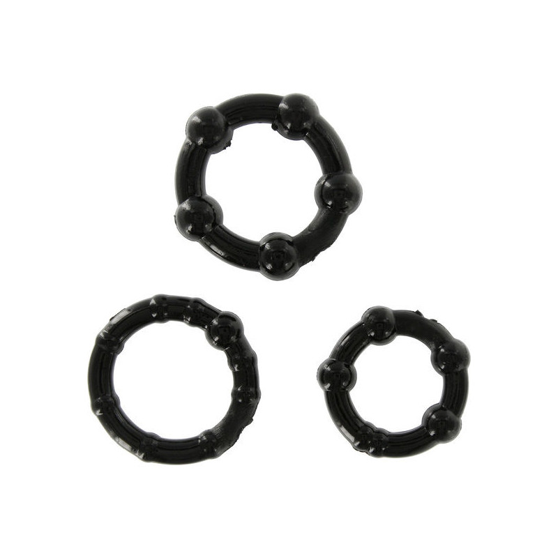 SEVEN CREATIONS - SET OF THREE BLACK PENIS RINGS