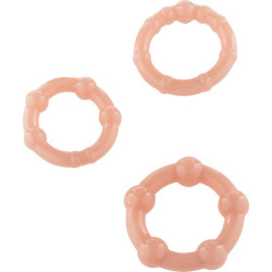 SEVEN CREATIONS - ZESTAW TRZECH SKORNYCH PIERSCIENI NA PENIS
