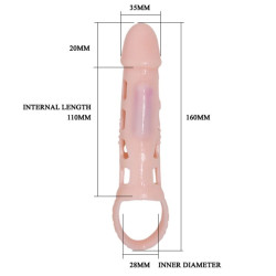 BAILE - FUNDA EXTENSORA PENE CON VIBRACIÓN Y STRAP NATURAL 13.5 CM