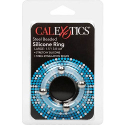 CALEXOTICS - PIERSCIEN SILIKONOWY Z KOLORAMI STALOWYMI L