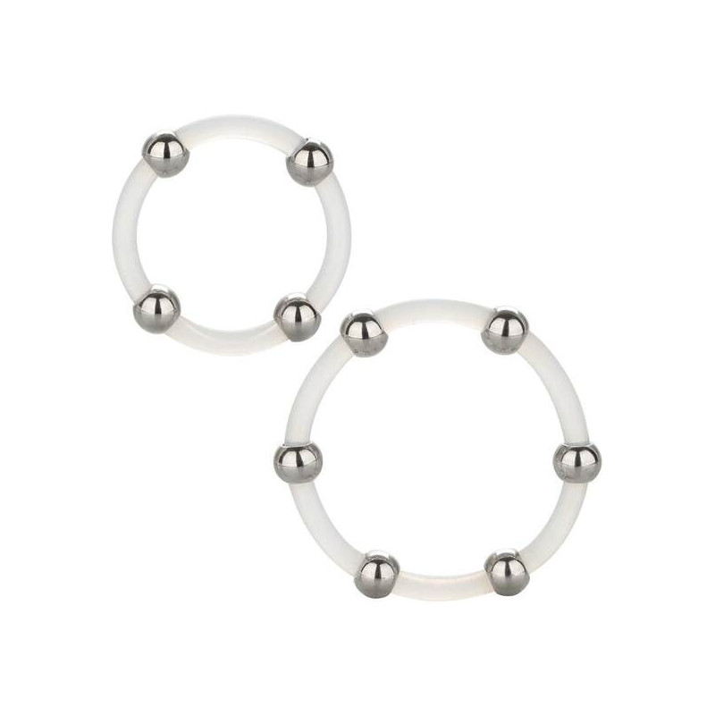CALEXOTICS - SET DI ANELLI IN SILICONE CON PERLINE IN ACCIAIO