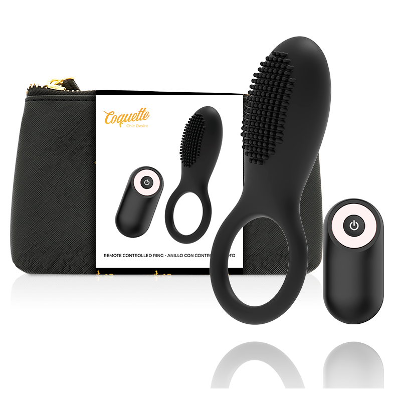 COQUETTE CHIC DESIRE - COCK RING REMOTE CONTROL RECHARGEABLE BLACK/ GOLD
