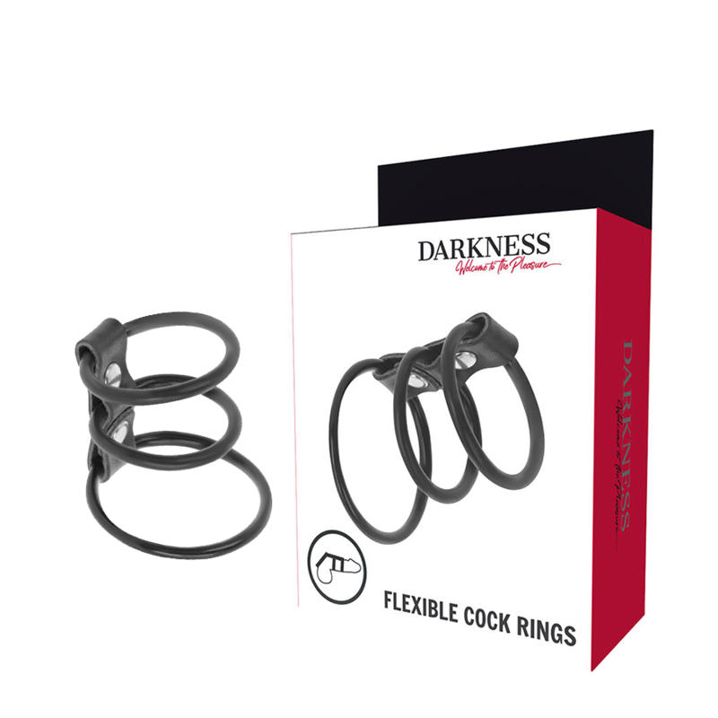 DARKNESS - SET DI 3 ANELLI PER PENE FLESSIBILI DARKNESS - SET DI 3 ANELLI PER PENE FLESSIBILI