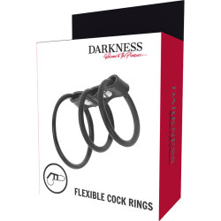 DARKNESS - ZESTAW 3 ELASTYCZNYCH PIERSCIENI NA PENIS