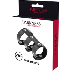 DARKNESS - REGULOWANA SKORZANA PODWOJNY PENIS I PIERSCIEN NA JADRZE