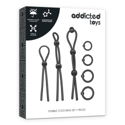 ADDICTED TOYS - ELASTYCZNY SILIKONOWY ZESTAW PIERSCIENI NA PENISA 7 SZT