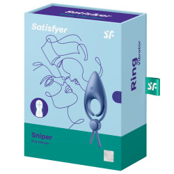 SATISFYER - WIBRATOR Z PIERSCIENIEM SNIPERSKIM NIEBIESKI