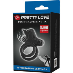 PRETTY LOVE - PODWOJNY PIERSCIEN WIBRUJACY Z CZARNYM STYMULATOREM