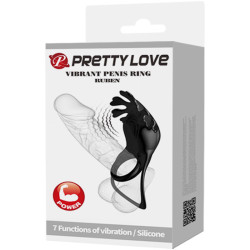 PRETTY LOVE - RUBEN WIBRATOR PIERSCIEN 7 WIBRACJI CZARNY SILIKON