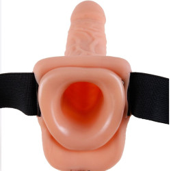 FETISH FANTASY SERIES - ARNÉS AJUSTABLE CONTROL REMOTO PENE REALÍSTICO CON TESTÍCULOS 23 CM