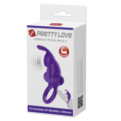 PRETTY LOVE - PIERSCIEN WIBRATOROWY I KROLIK DO FIOLETOWEGO PENISA