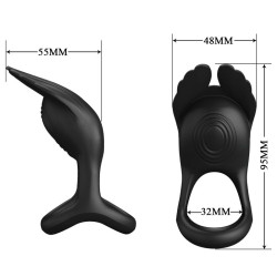 PRETTY LOVE - SILAS WIBRACYJNY PENIS RING 7 WIBRACJI CZARNY SILIKON