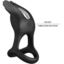 PRETTY LOVE - SILAS WIBRACYJNY PENIS RING 7 WIBRACJI CZARNY SILIKON