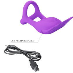 PRETTY LOVE - SILAS WIBRACYJNY PENIS RING 7 WIBRACJI FIOLETOWY SILIKON