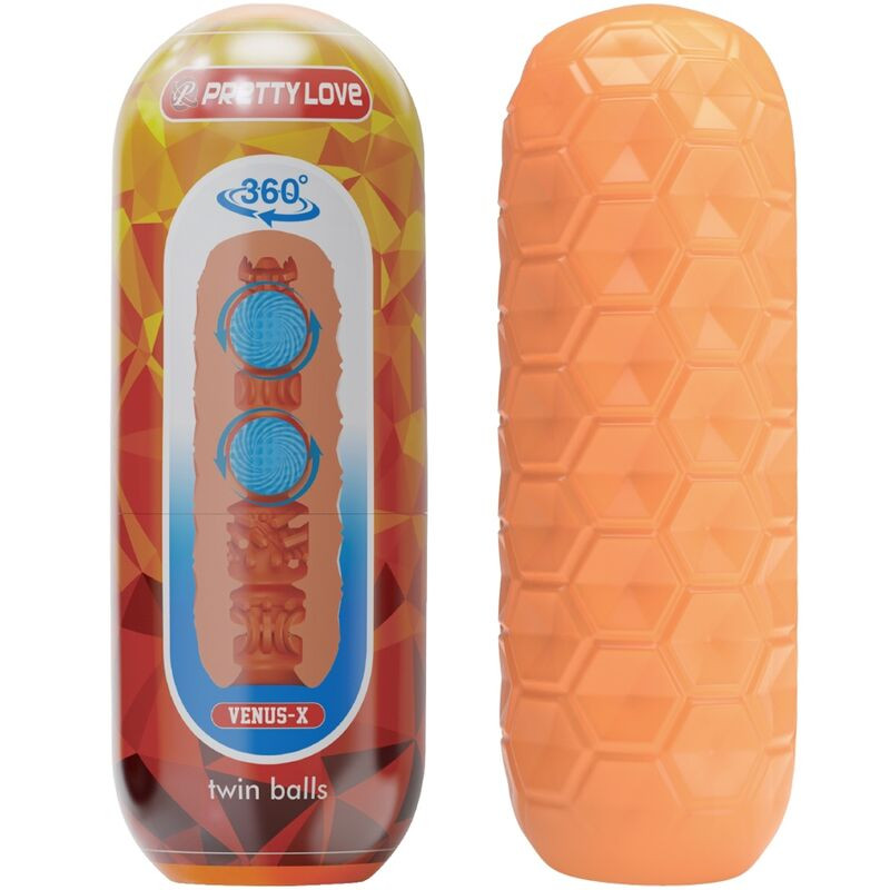 PRETTY LOVE - TWIN BALLS MĘSKI MASTURBATOR POMARAŃCZOWY