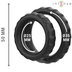INTENSE - DEWEY DOUBLE SILICONE PENIS RING CZARNY MODEL 2