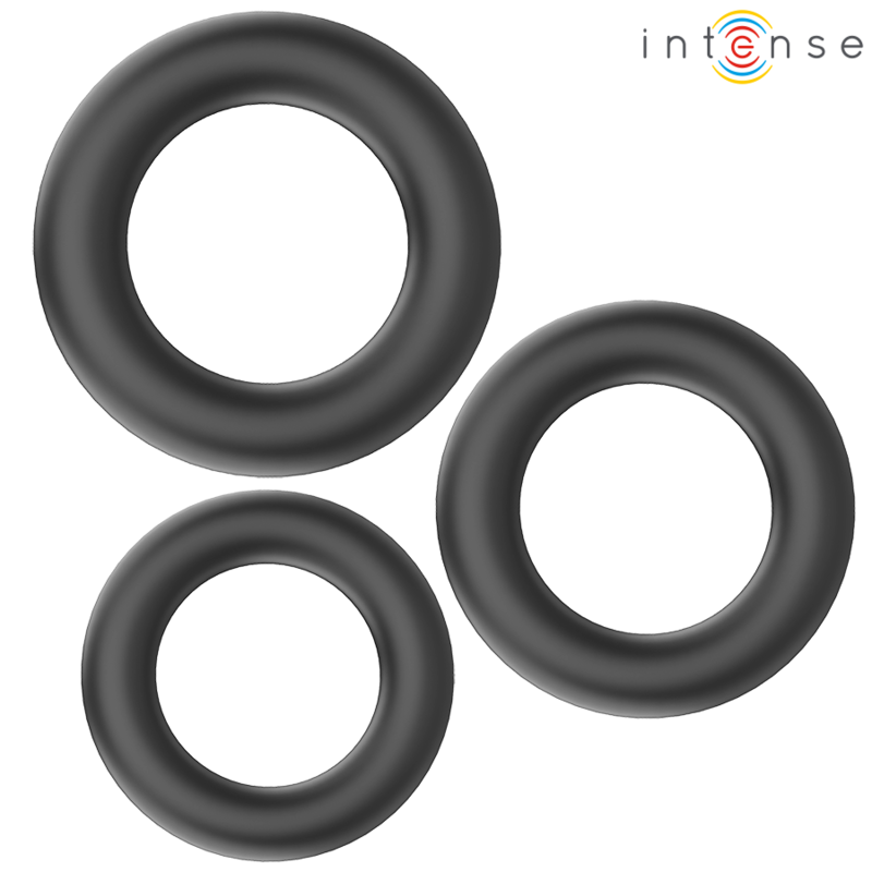 INTENSE - HUGH 3 ANÉIS DE SILICONE BÁSICOS PRETOS INTENSE - HUGH 3 ANÉIS DE SILICONE BÁSICOS PRETOS
