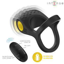 INTENSE - ALEX WIBRATOR PODWÓJNY PENIS RING 10 WIBRACJI CZARNY