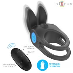 INTENSE - SAM WIBRATOR PODWÓJNY PENIS RING 10 WIBRACJI CZARNY
