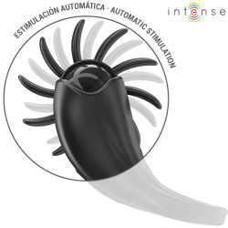INTENSE - MABEL PIERŚCIEŃ WIBRACYJNY 10 WIBRACJI Z STYMULATOREM ŁECHTACZKI CZARNY