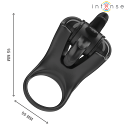 INTENSE - MABEL PIERŚCIEŃ WIBRACYJNY 10 WIBRACJI Z STYMULATOREM ŁECHTACZKI CZARNY