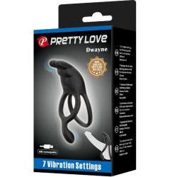 PRETTY LOVE - SETH PODWÓJNY PIERŚCIEŃ WIBRACYJNY KRÓLIK 7 WIBRACJI CZARNY