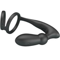 PRETTY LOVE - EMONI PENIS RING + ANAL PLUG 12 WIBRACJI CZARNY