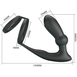PRETTY LOVE - EMONI PENIS RING + ANAL PLUG 12 WIBRACJI CZARNY