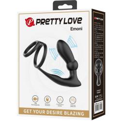 PRETTY LOVE - EMONI PENIS RING + ANAL PLUG 12 WIBRACJI CZARNY