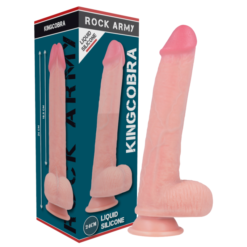 ROCKARMY - PLYNNY SILIKON PREMIUM KINGCOBRA REALISTYCZNY 24 CM -O- 4.77 CM