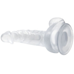 BAILE - REALISTYCZNY DILDO Z PRZYSSAWKA I JADRAMI 16,7 CM PRZEZROCZYSTY