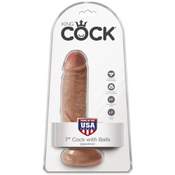 KING COCK - DILDO REALISTYCZNE Z KULKAMI 13,2 CM KARMEL