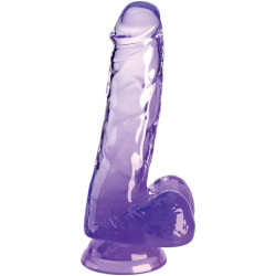 KING COCK - PRZEZROCZYSTY DILDO REALISTYCZNE Z KULKAMI 13,5 CM FIOLETOWY