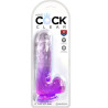 KING COCK - PRZEZROCZYSTY DILDO REALISTYCZNE Z KULKAMI 13,5 CM FIOLETOWY