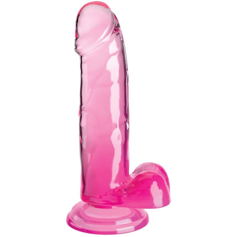 KING COCK - PRZEZROCZYSTY DILDO REALISTYCZNE Z KULKAMI 15,2 CM ROZOWY