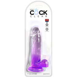 KING COCK - PRZEZROCZYSTY DILDO REALISTYCZNE Z KULKAMI 15,2 CM FIOLETOWY