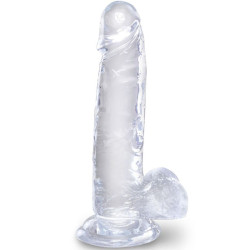 KING COCK - PRZEZROCZYSTY DILDO REALISTYCZNE Z KULKAMI 15,2 CM PRZEZROCZYSTY