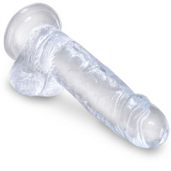KING COCK - PRZEZROCZYSTY DILDO REALISTYCZNE Z KULKAMI 15,2 CM PRZEZROCZYSTY