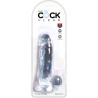 KING COCK - PRZEZROCZYSTY DILDO REALISTYCZNE Z KULKAMI 15,2 CM PRZEZROCZYSTY