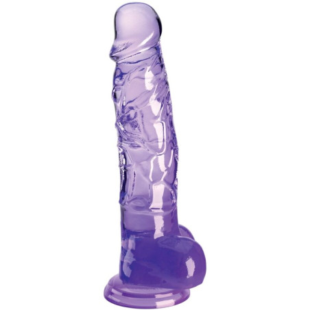 KING COCK - PRZEZROCZYSTY DILDO REALISTYCZNE Z KULKAMI 16,5 CM FIOLETOWY