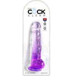 KING COCK - PRZEZROCZYSTY DILDO REALISTYCZNE Z KULKAMI 16,5 CM FIOLETOWY