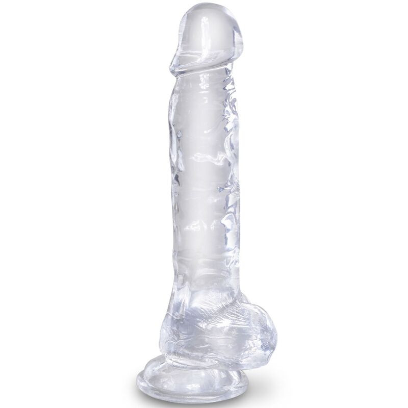 KING COCK - PRZEZROCZYSTY DILDO REALISTYCZNE Z KULKAMI 16,5 CM PRZEZROCZYSTY