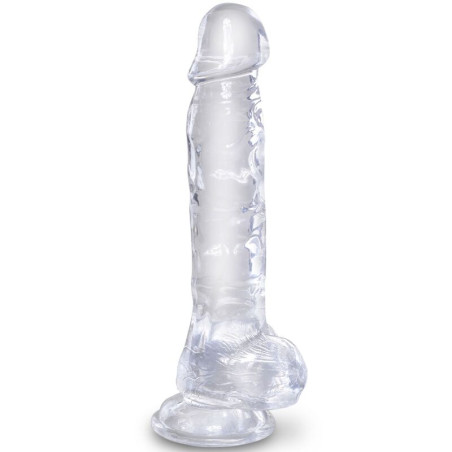 KING COCK - PRZEZROCZYSTY DILDO REALISTYCZNE Z KULKAMI 16,5 CM PRZEZROCZYSTY