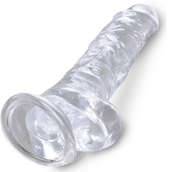 KING COCK - PRZEZROCZYSTY DILDO REALISTYCZNE Z KULKAMI 16,5 CM PRZEZROCZYSTY