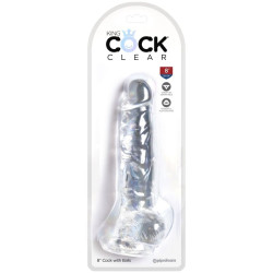 KING COCK - PRZEZROCZYSTY DILDO REALISTYCZNE Z KULKAMI 16,5 CM PRZEZROCZYSTY