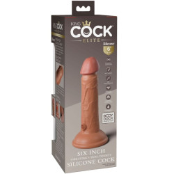 KING COCK - ELITE REALISTYCZNE DILDO WIBRACYJNO-SILIKONOWE 15,2 CM KARMEL