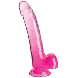 KING COCK - PRZEZROCZYSTY DILDO Z JADRAMI 20,3 CM ROZOWY