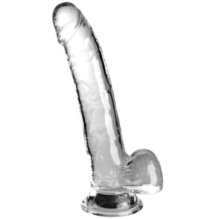KING COCK - PRZEZROCZYSTY DILDO Z JADRAMI 20,3 CM PRZEZROCZYSTY