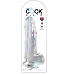 KING COCK - PRZEZROCZYSTY DILDO Z JADRAMI 20,3 CM PRZEZROCZYSTY